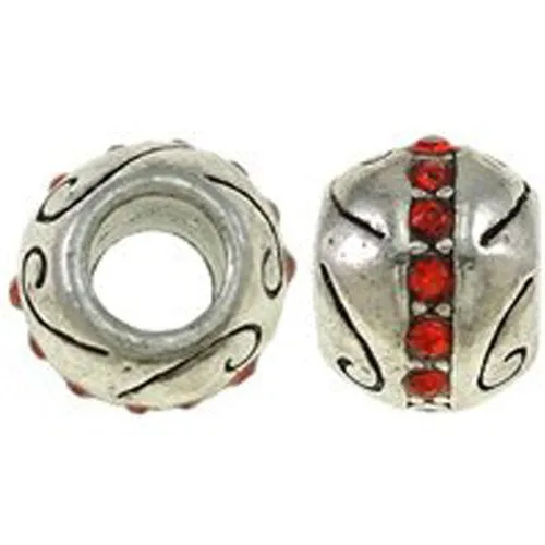 Red Rhinestone Birthstone Charm Beads for Snake Chain Charm Bracelet