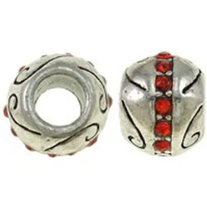 Red Rhinestone Birthstone Charm Beads for Snake Chain Charm Bracelet
