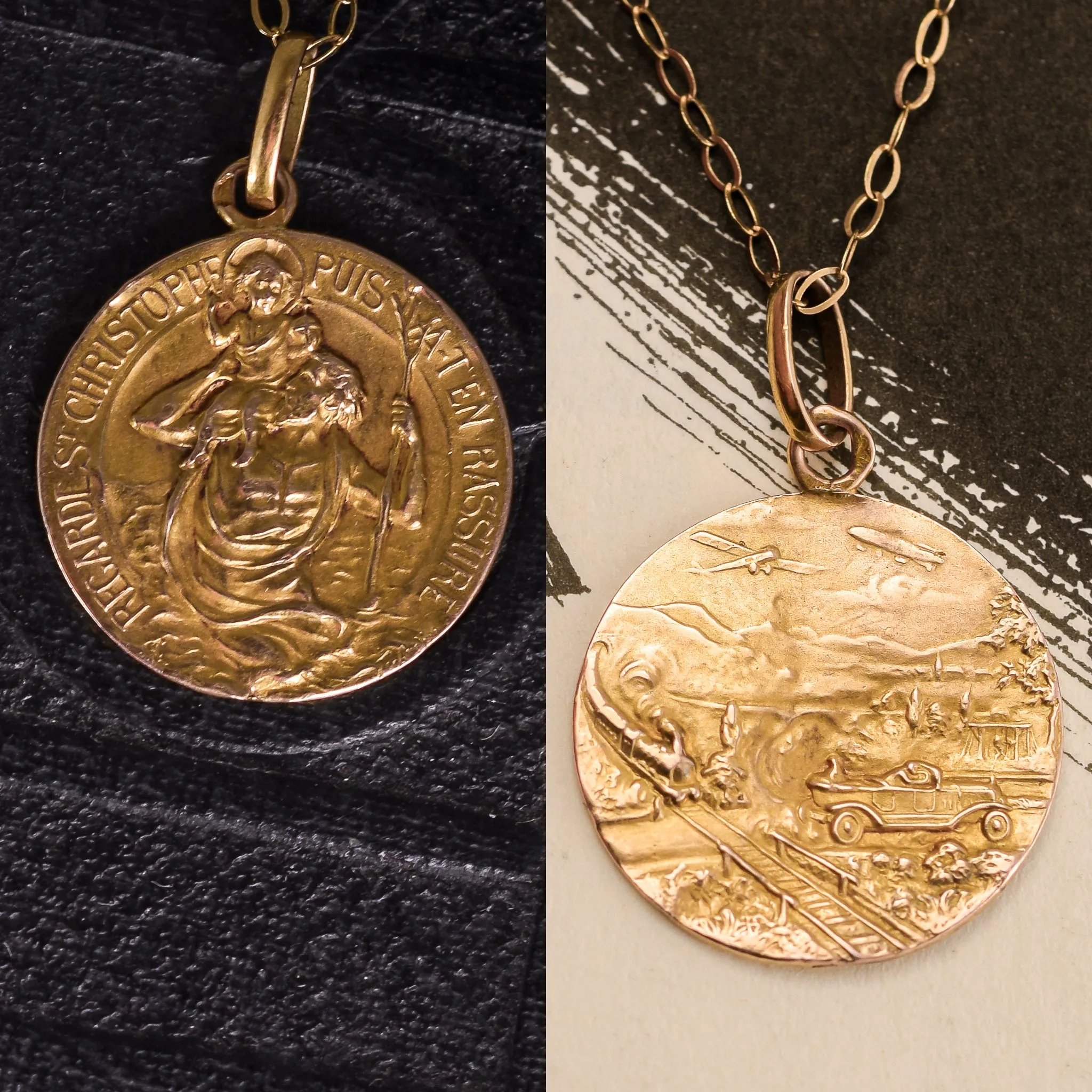 Reserved: Art Deco 18k Gold St. Christopher Medallion by Tschudin