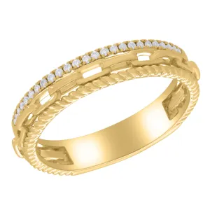 Rope and Chain Ring with Diamonds