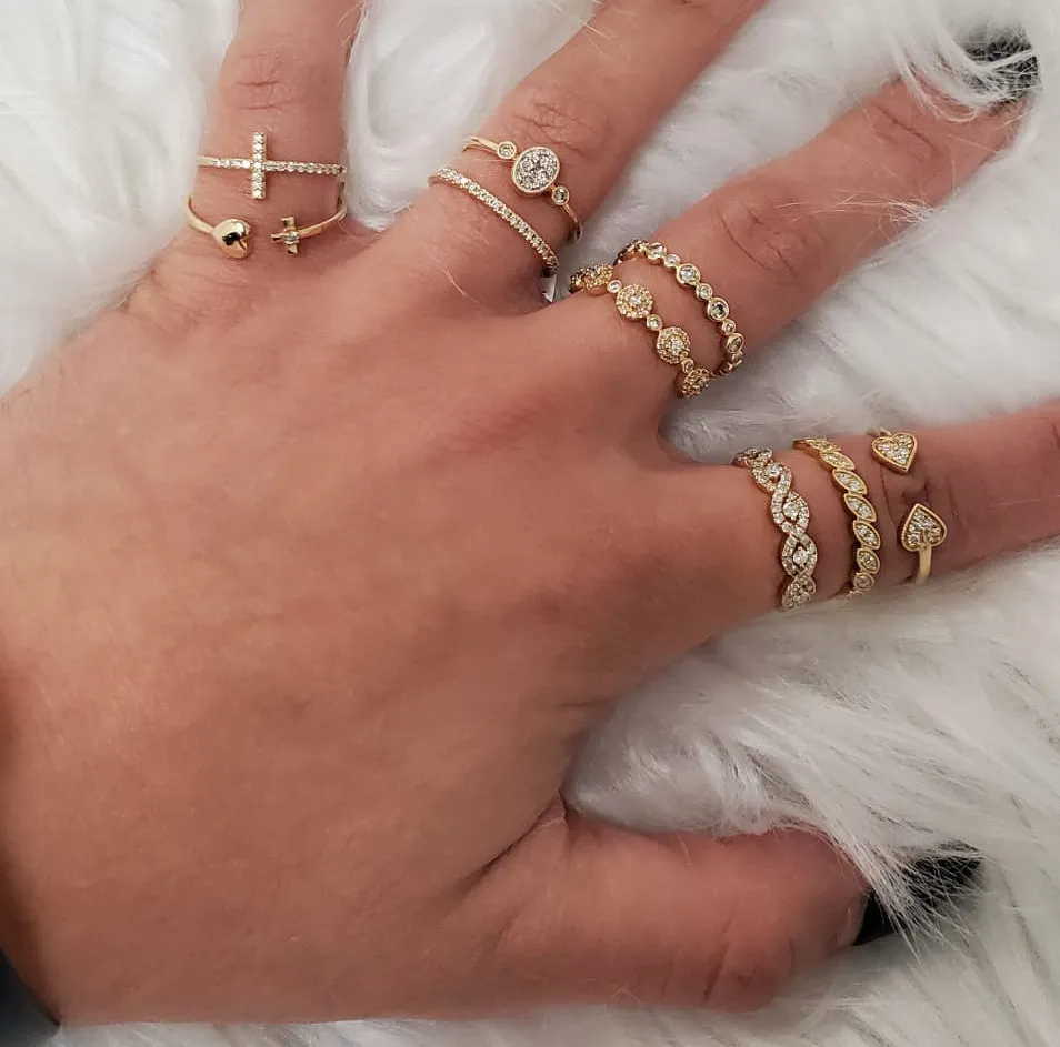 Rope and Chain Ring with Diamonds