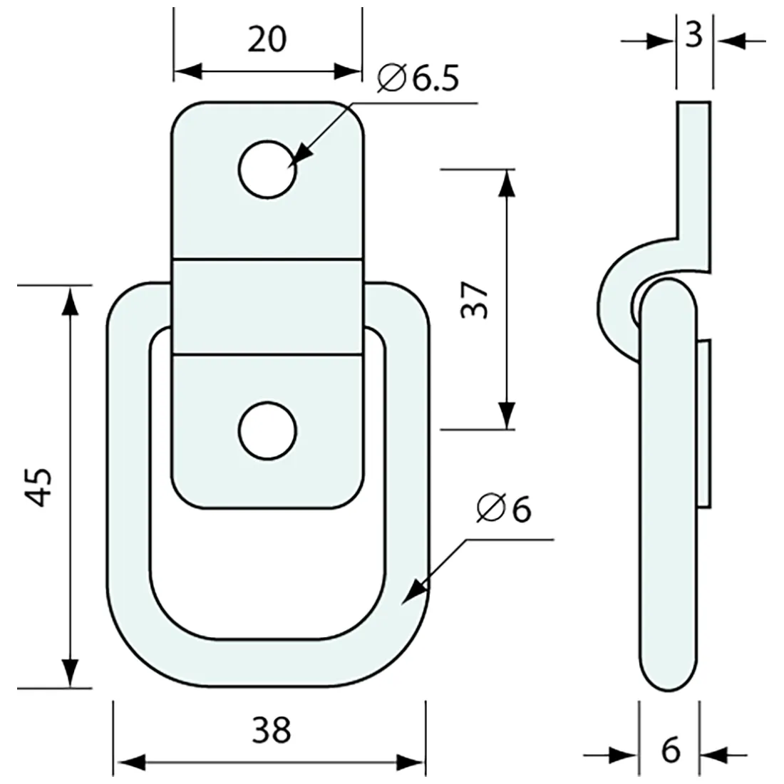 Rope Ring Surface Mount Zinc Plated 45x38mm