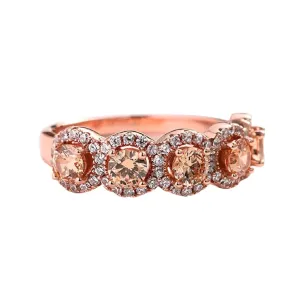 Rose Gold Halo Five Stone Champagne Stone Ring