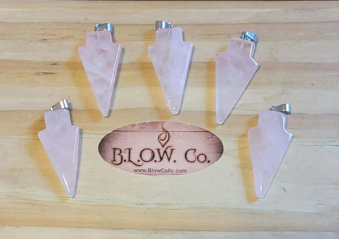 Rose Quartz Arrowhead Pendants
