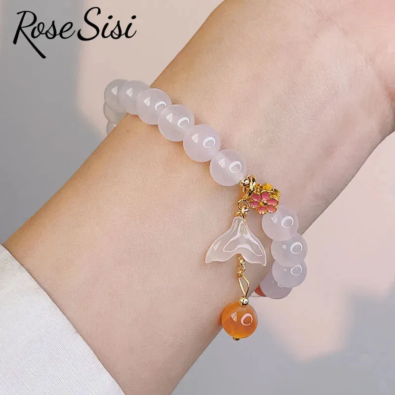 Rose sisi 2023 New Chinese bracelets Jade Rabbit Moon Agate bead temperament Bracelets Female Love Bracelet Jewelry for women