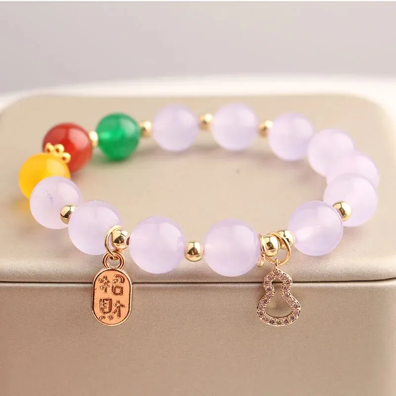 Rose sisi Chinese style classic style charm lady bracelet for women jade pendant beads bracelets elastic jewelry for women gift