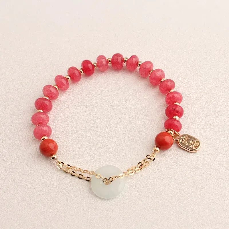 Rose sisi Chinese style classic style charm lady bracelet for women jade pendant beads bracelets elastic jewelry for women gift