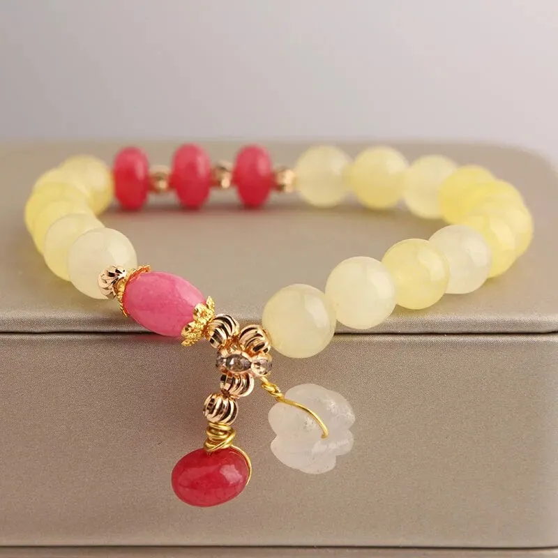 Rose sisi Chinese style popular bracelet heart-shaped agate bracelet for women elastic beads friendship bracelets jewelry gift