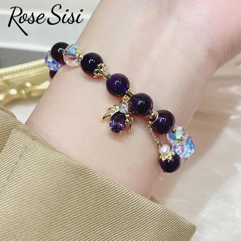 Rose sisi Korean amethyst bracelet for women temperament the heart of the ocean long life lock friendship bracelets jewelry gift