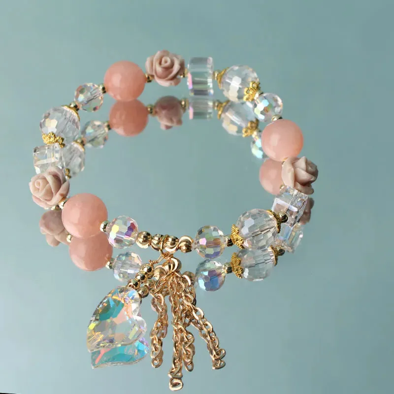 Rose sisi Korean spring and summer female love holiday wind Crystal bracelets purple magic color love metal pendant friends gift