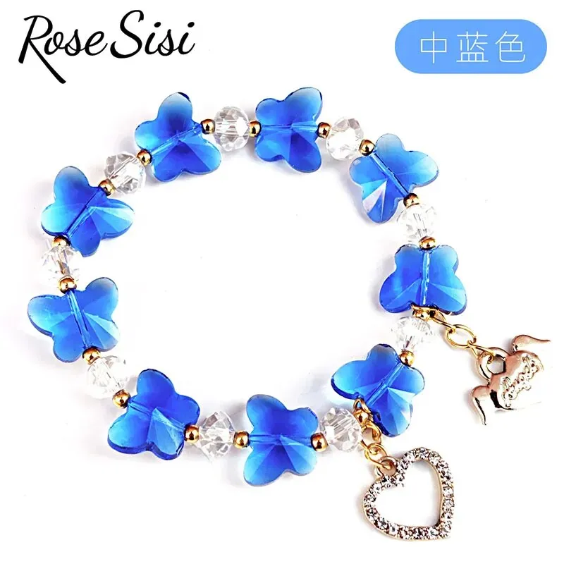 Rose sisi Korean style fresh and sweet girl butterfly violet bracelets crystal bracelet for women lover gift jewelry for women
