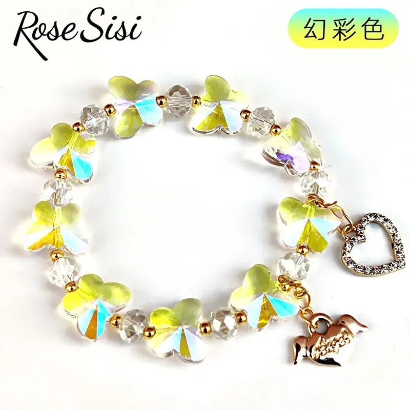Rose sisi Korean style fresh and sweet girl butterfly violet bracelets crystal bracelet for women lover gift jewelry for women