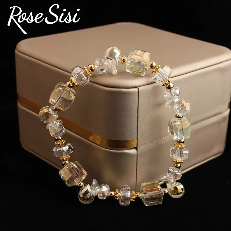 Rose sisi Korean-style handmade Magic Crystal Bracelet for woman bijoux femme beaded bracalets Elastic jewelry for women present