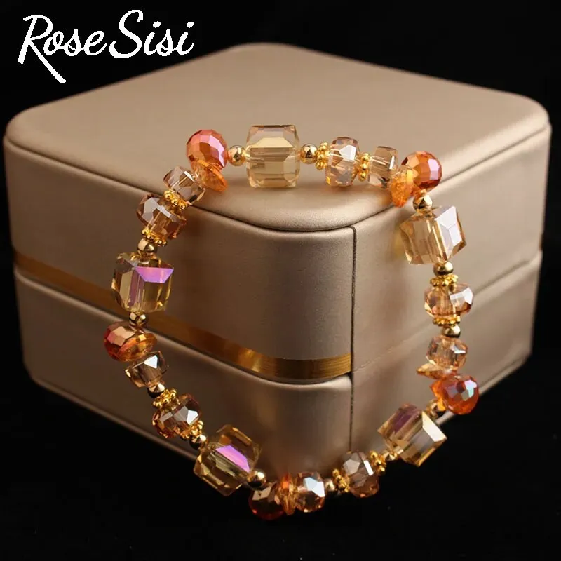 Rose sisi Korean-style handmade Magic Crystal Bracelet for woman bijoux femme beaded bracalets Elastic jewelry for women present