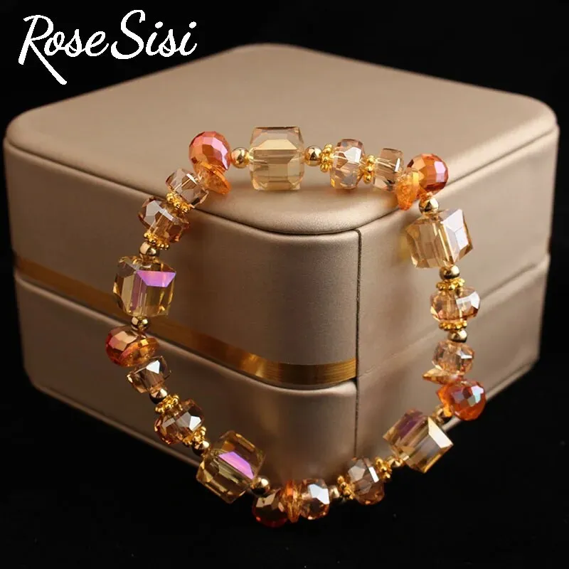 Rose sisi Korean-style handmade Magic Crystal Bracelet for woman bijoux femme beaded bracalets Elastic jewelry for women present
