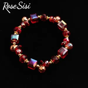 Rose sisi Korean-style handmade Magic Crystal Bracelet for woman bijoux femme beaded bracalets Elastic jewelry for women present