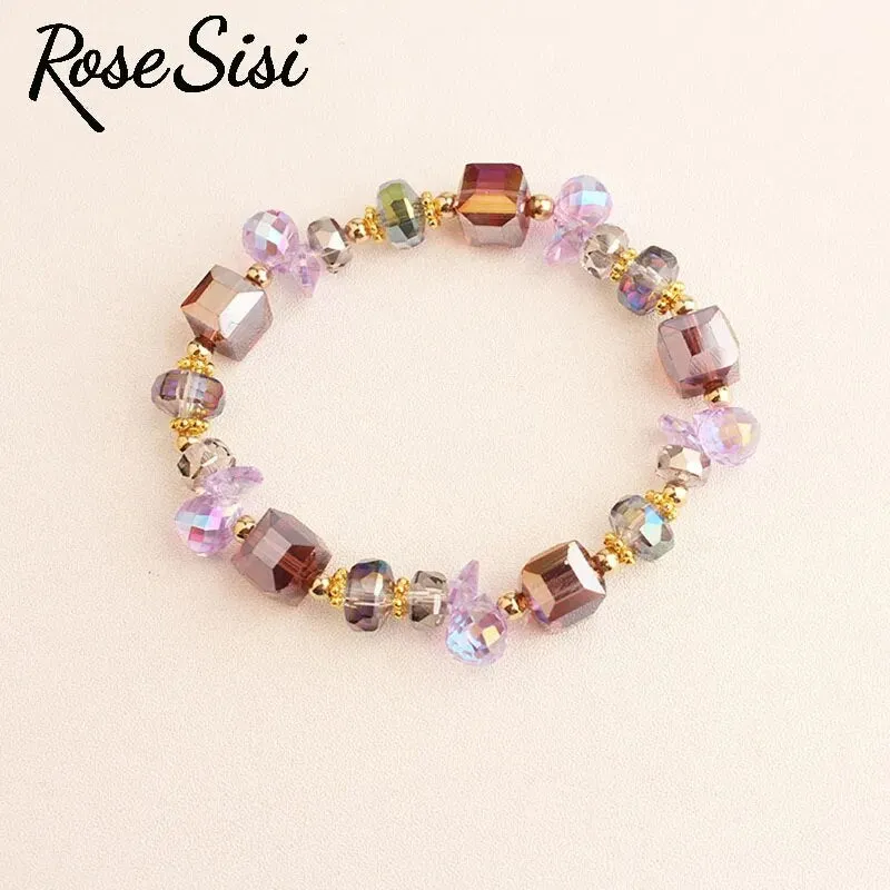Rose sisi Korean-style handmade Magic Crystal Bracelet for woman bijoux femme beaded bracalets Elastic jewelry for women present