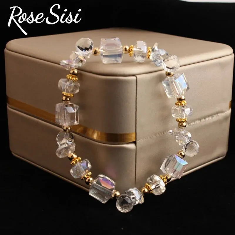 Rose sisi Korean-style handmade Magic Crystal Bracelet for woman bijoux femme beaded bracalets Elastic jewelry for women present