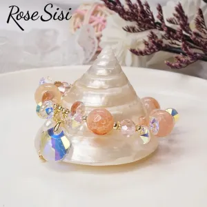 Rose sisi Korean Style New Crystal Bracelets for women Irregular Pendant Pearl Bracelet Charm Jewelry for women gift for girl