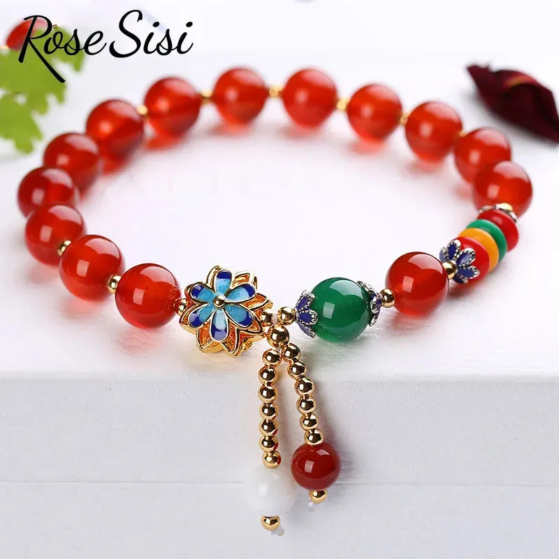 Rose sisi New Chinese style crystal bracelet for women color  jewelry handmade women's bracelet transfer present for gift