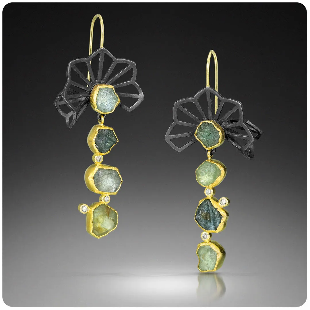 rough sapphire origami earrings
