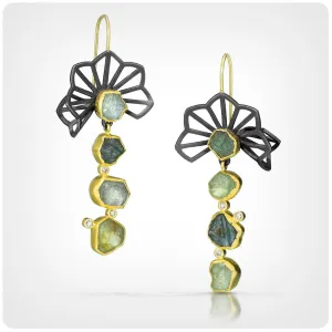 rough sapphire origami earrings