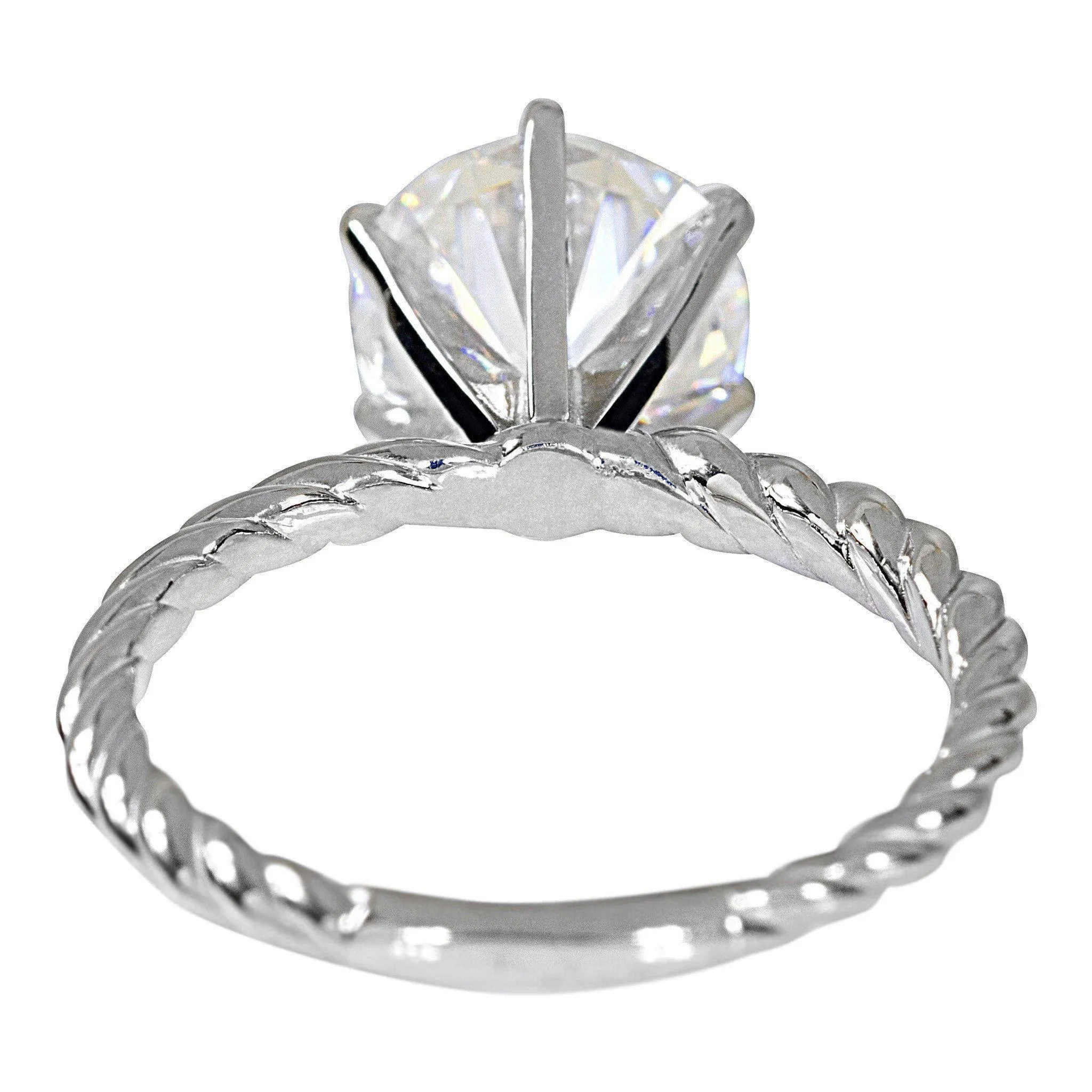 Round Center 6 Prong Braided Rope Solitaire Ring