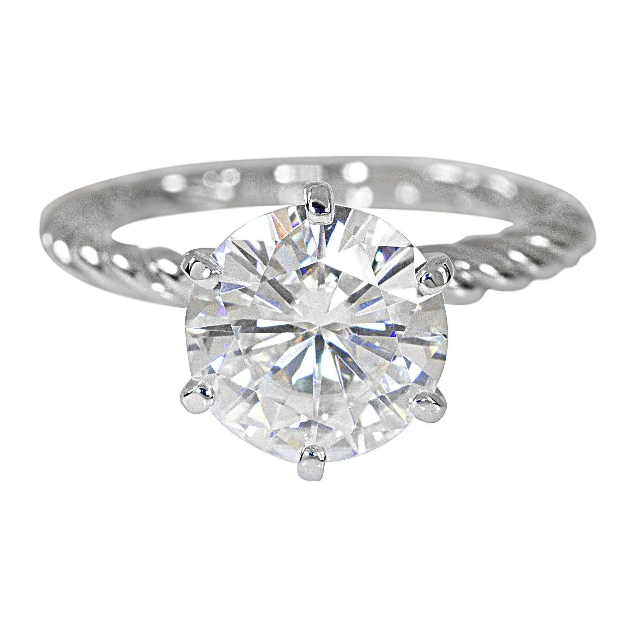 Round Center 6 Prong Braided Rope Solitaire Ring