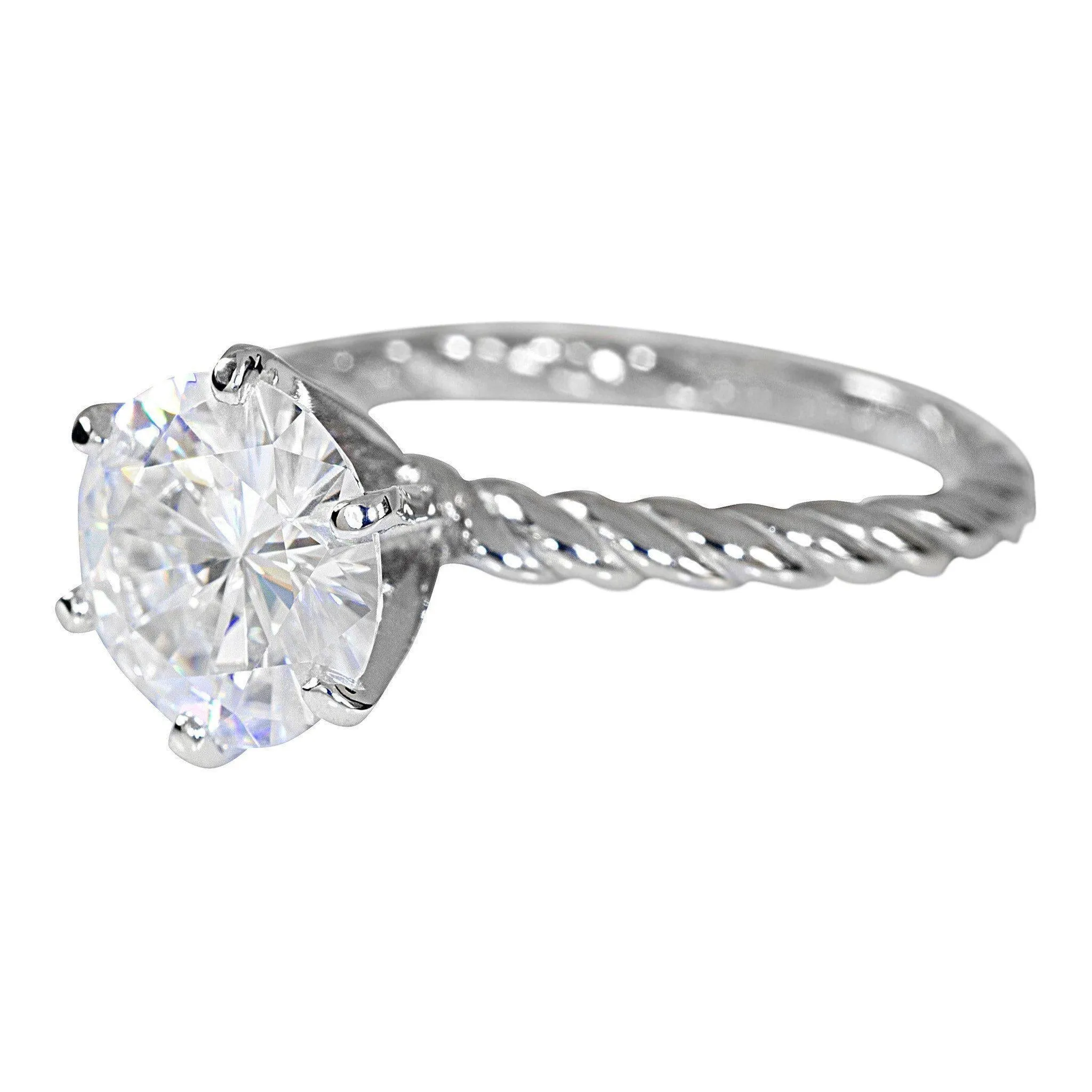 Round Center 6 Prong Braided Rope Solitaire Ring