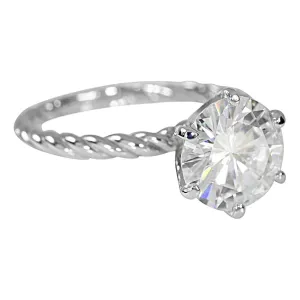 Round Center 6 Prong Braided Rope Solitaire Ring