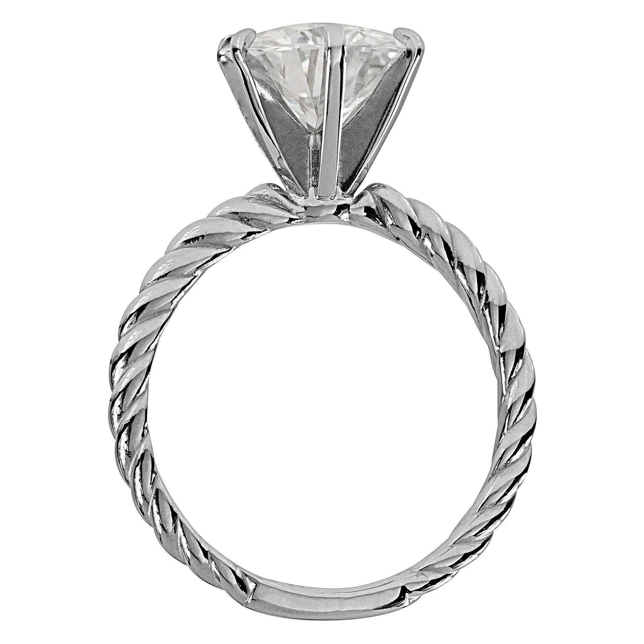 Round Center 6 Prong Braided Rope Solitaire Ring