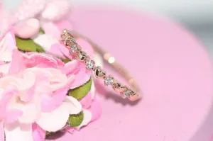 Round Cut Heart Shape Rose Gold Moissanite Stackable Ring, Art Deco Unique Cluster Diamond Jewelry, Vintage Bridesmaid Wedding Propose Band