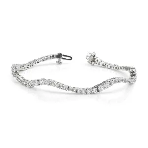 Round Cut Lab Grown Diamonds White Gold 14K Classic Wave Journey Bracelet 7 Ct