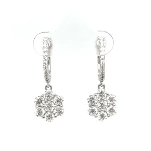 Round Dangle Diamond Earrings in 18K White Gold (2.30ctw)