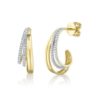 Round Small Hoop Diamond Earrings in 14K Yellow Gold (.20ctw)
