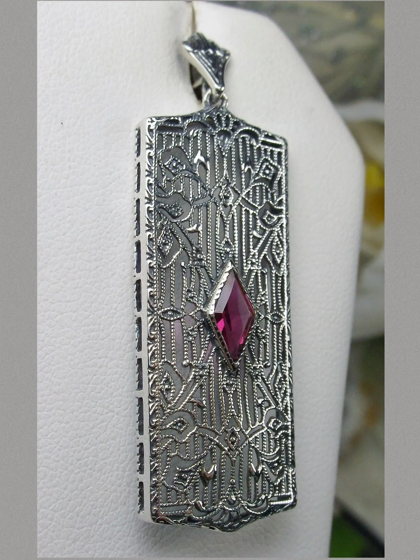 Ruby Pendant, Art Deco 1920's Jewelry #P64
