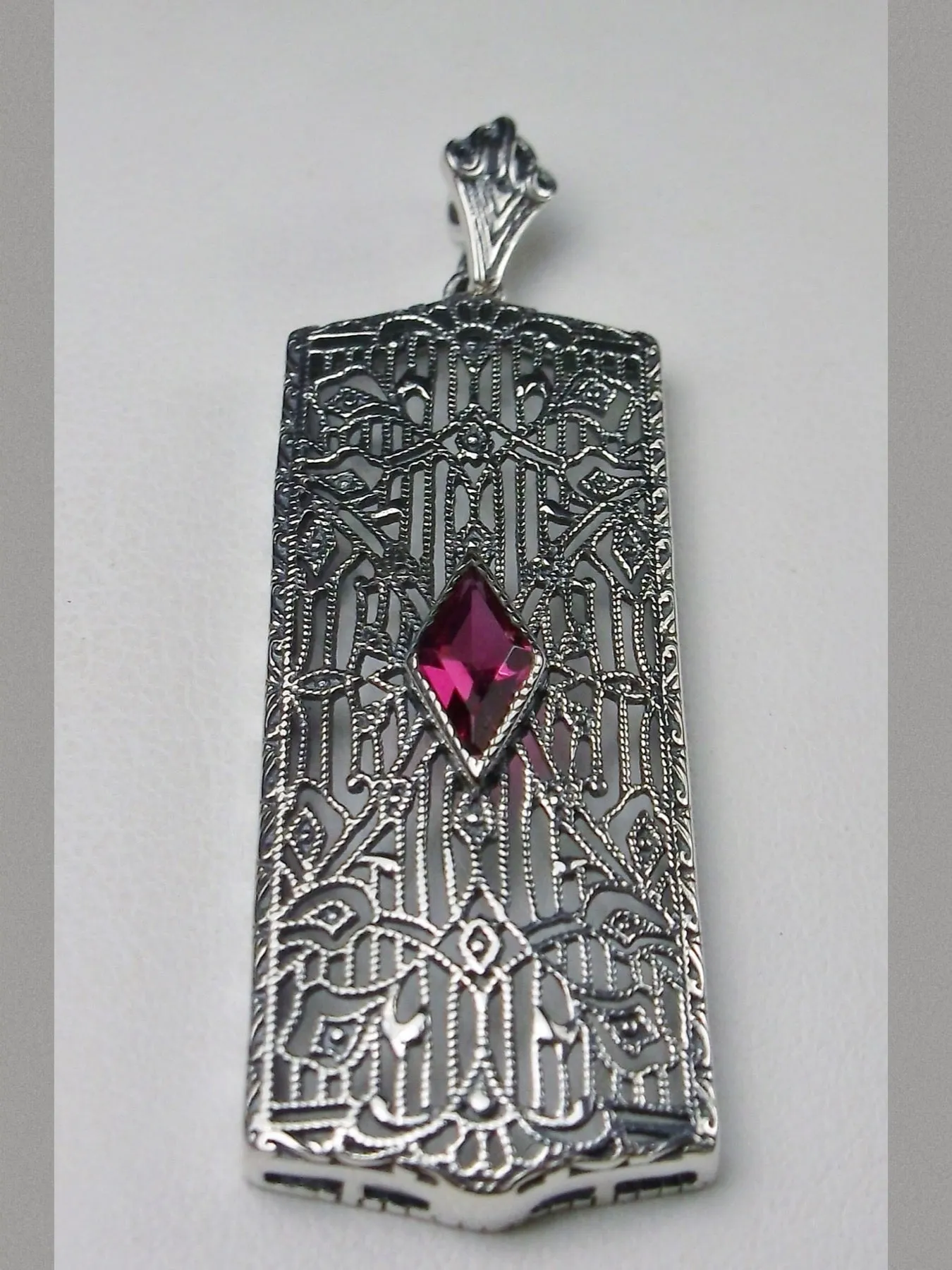 Ruby Pendant, Art Deco 1920's Jewelry #P64