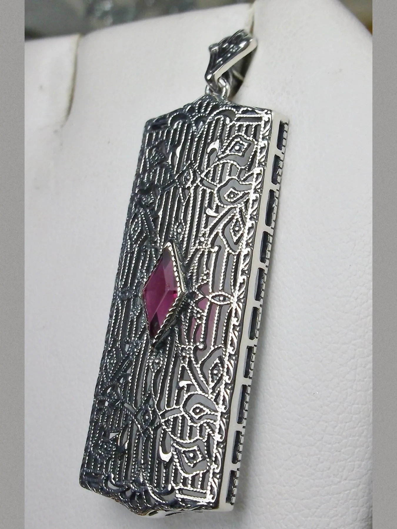 Ruby Pendant, Art Deco 1920's Jewelry #P64