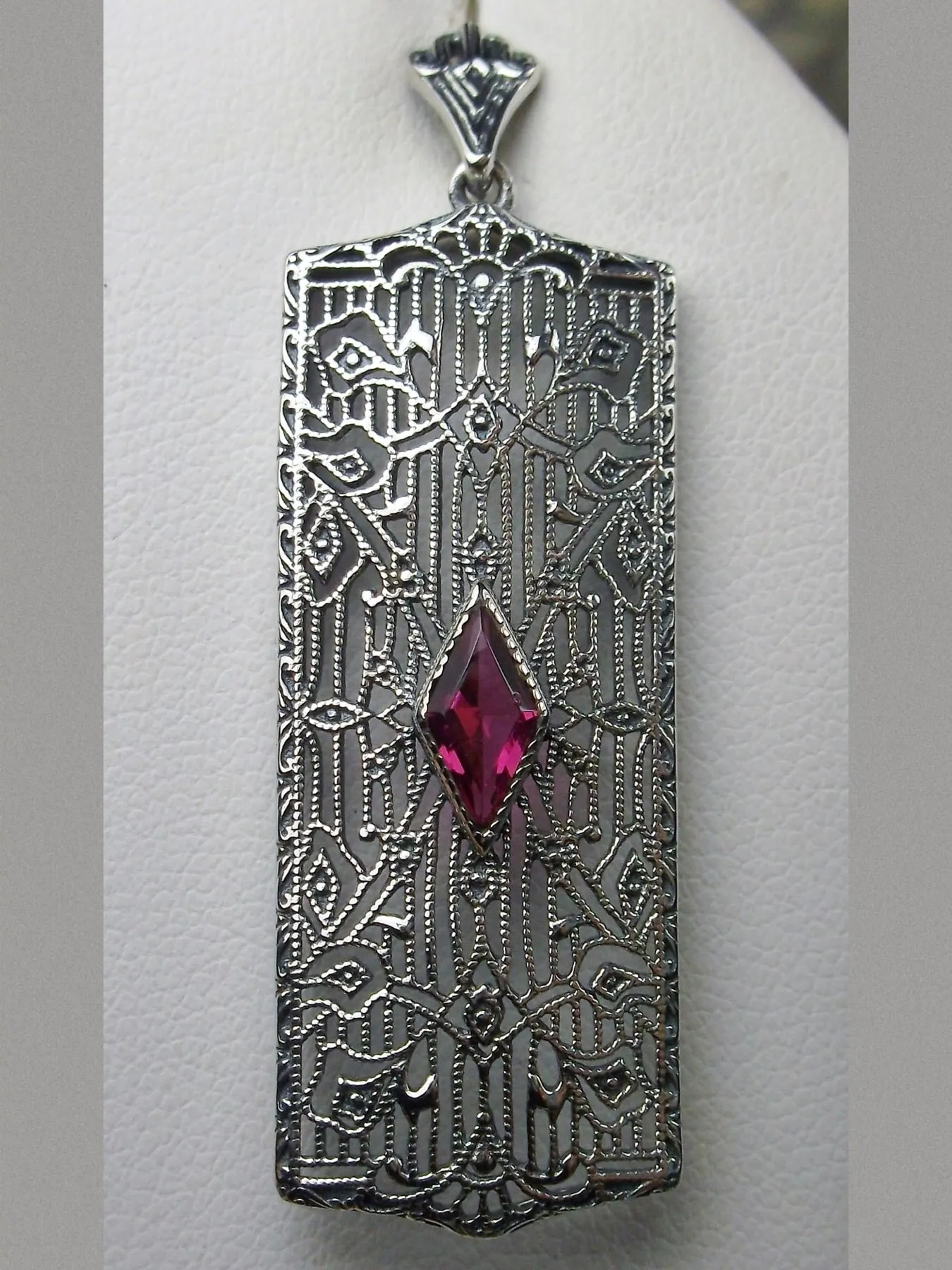 Ruby Pendant, Art Deco 1920's Jewelry #P64