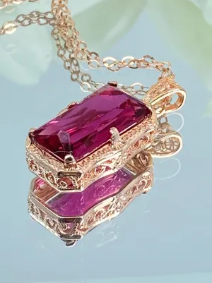 Ruby Pendant, Rose Gold plated Sterling Silver Necklace #P232 - Ready to Ship