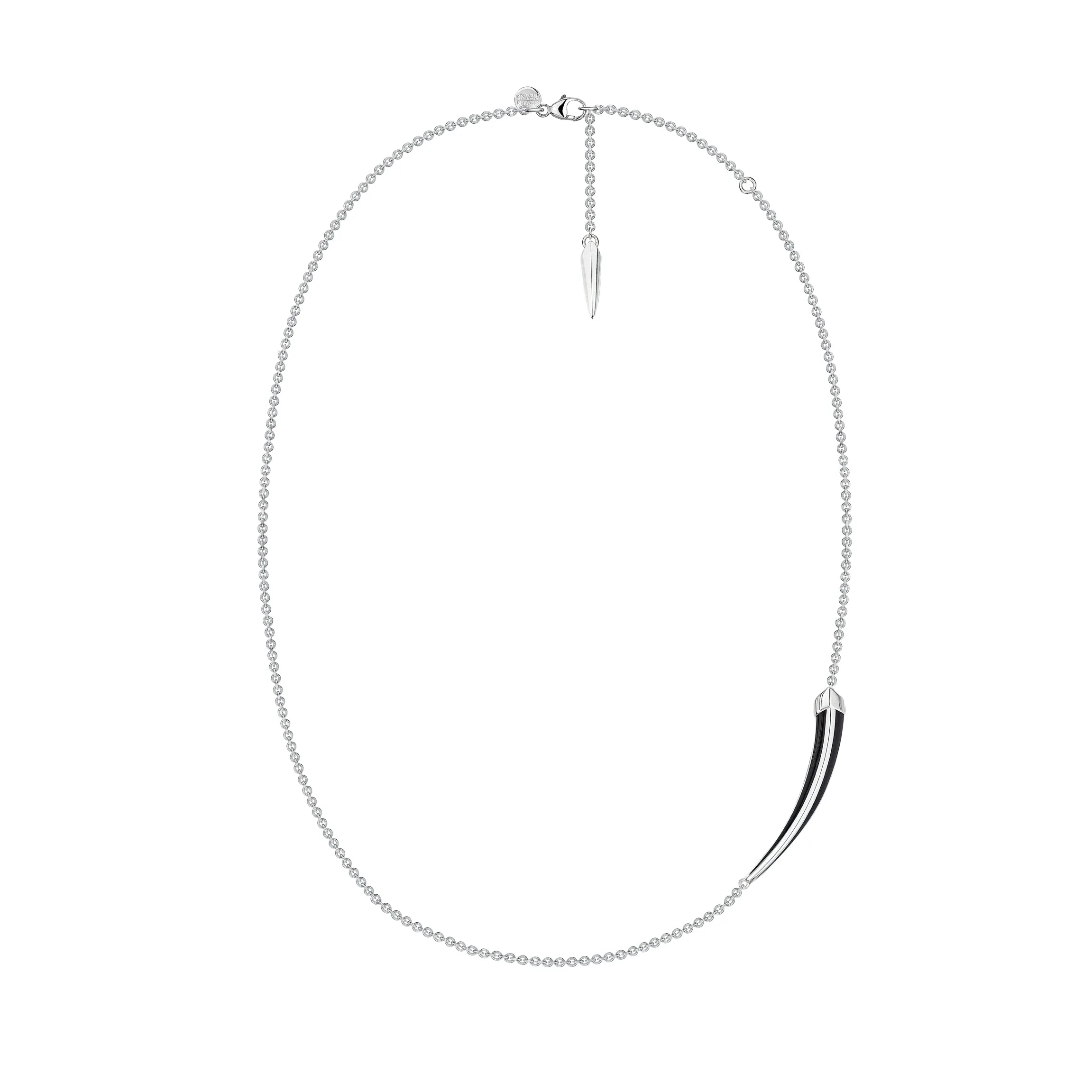 Sabre Deco Small Necklace - Silver & Black Ceramic