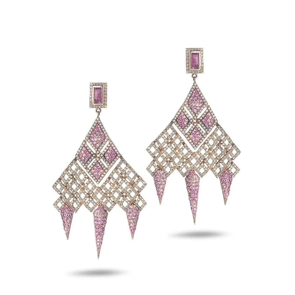 Sagrada Glory 18K Rose Gold Pink Sapphire Tassel Drop Earrings
