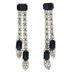 Sapphire And Diamond Dangle Earrings, 18k White Gold