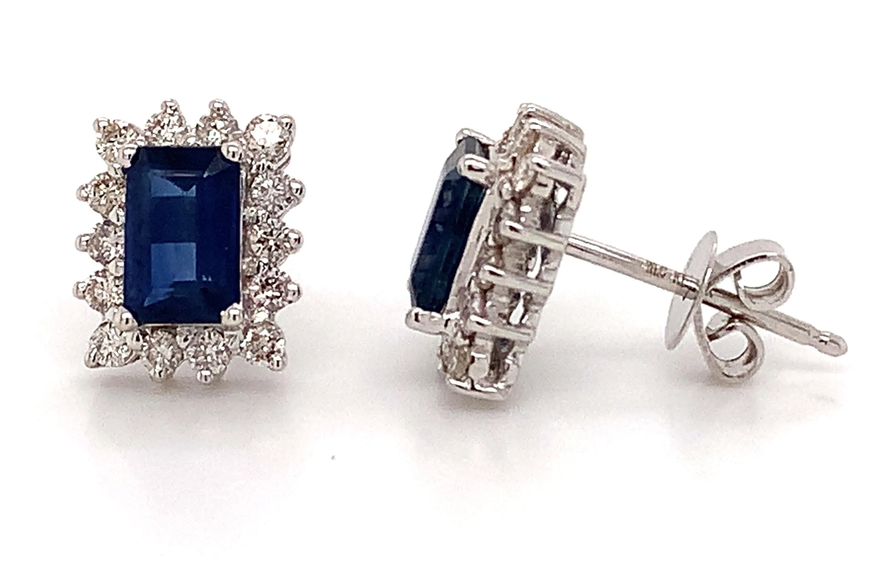 Sapphire And Diamond Push Back Earrings
