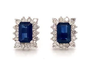 Sapphire And Diamond Push Back Earrings