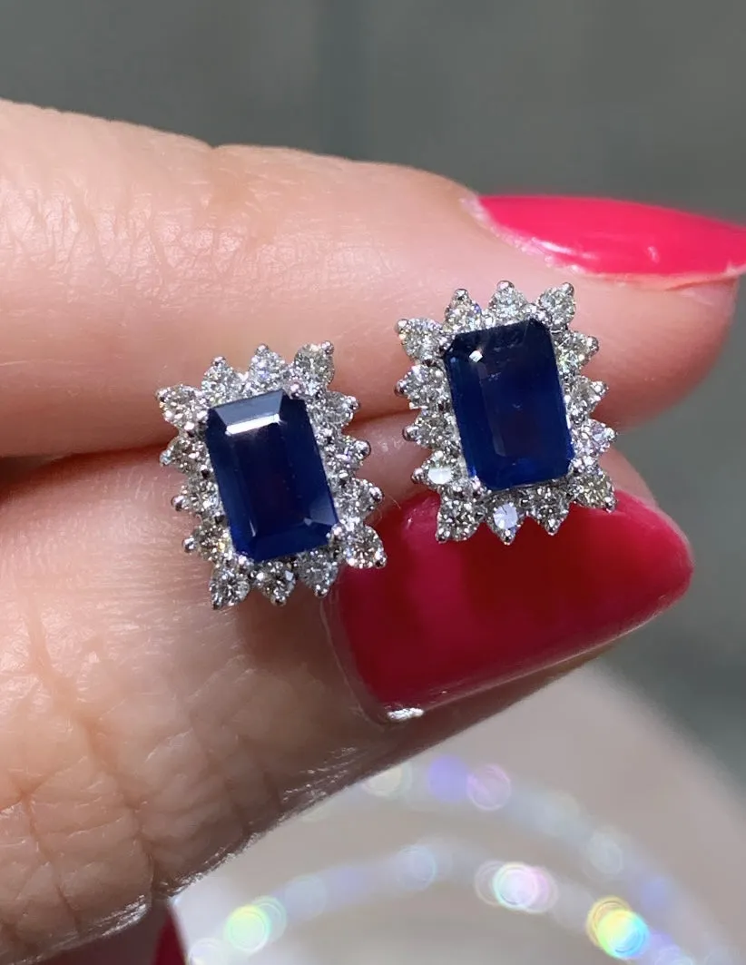 Sapphire And Diamond Push Back Earrings
