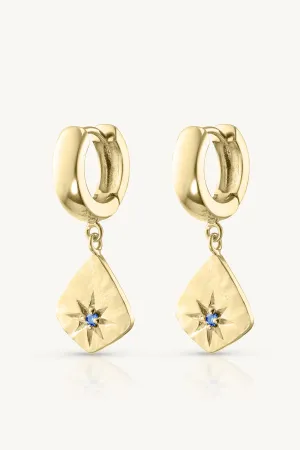 Sapphire Charm Gold Huggies