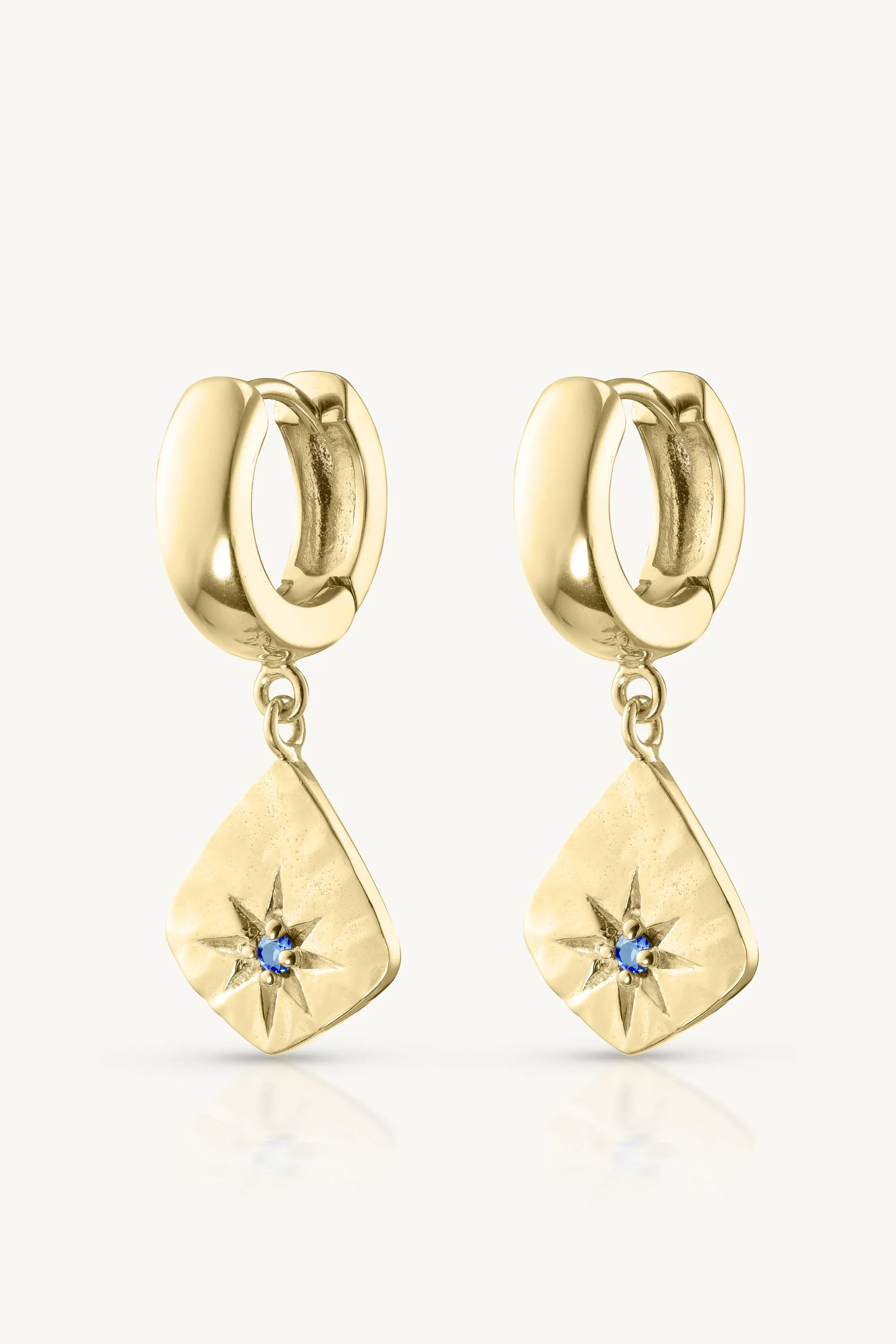 Sapphire Charm Gold Huggies