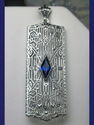 Sapphire Pendant, Art Deco 1920's Jewelry #P64