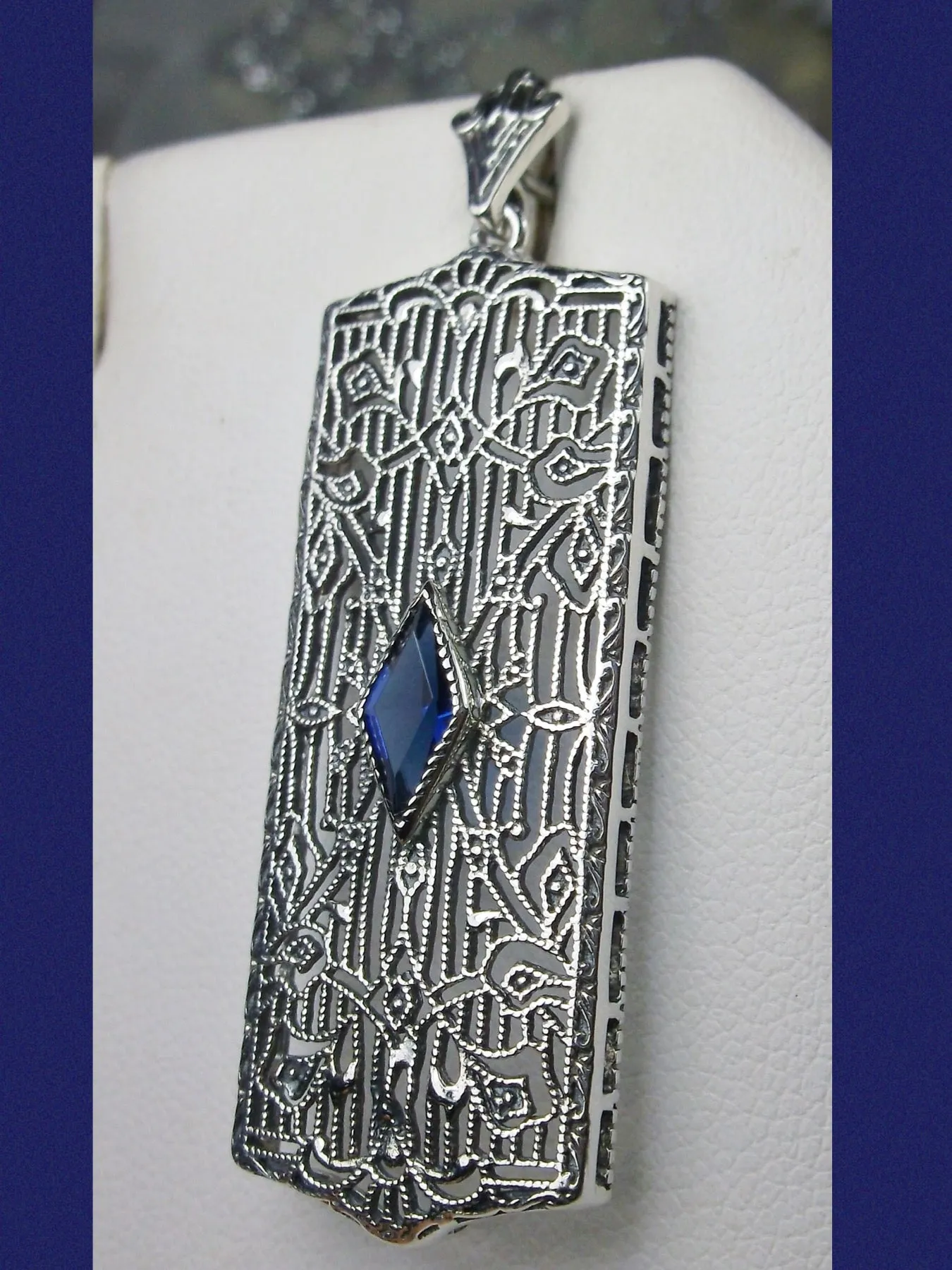 Sapphire Pendant, Art Deco 1920's Jewelry #P64
